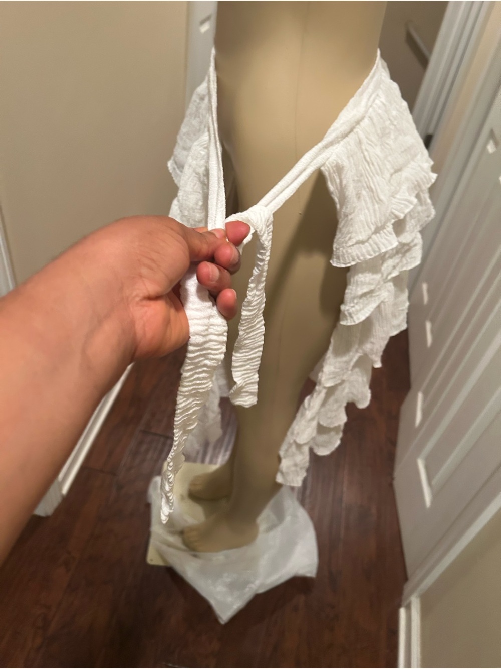 White Tiered Ruffle Midi Skirt swim suit cover up - Picture 5 of 7